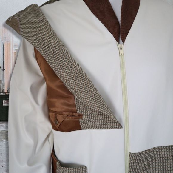 Handmade Faux Leather Winter Tailored Jacket Multicolored L - Picture 4 of 14